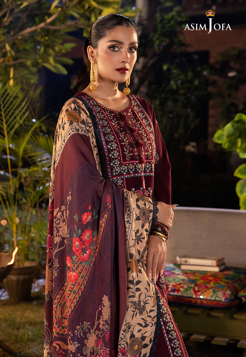 AJW-20 DESIGNERS STITCHED PRINTED LINEN SLUB 3 PCS