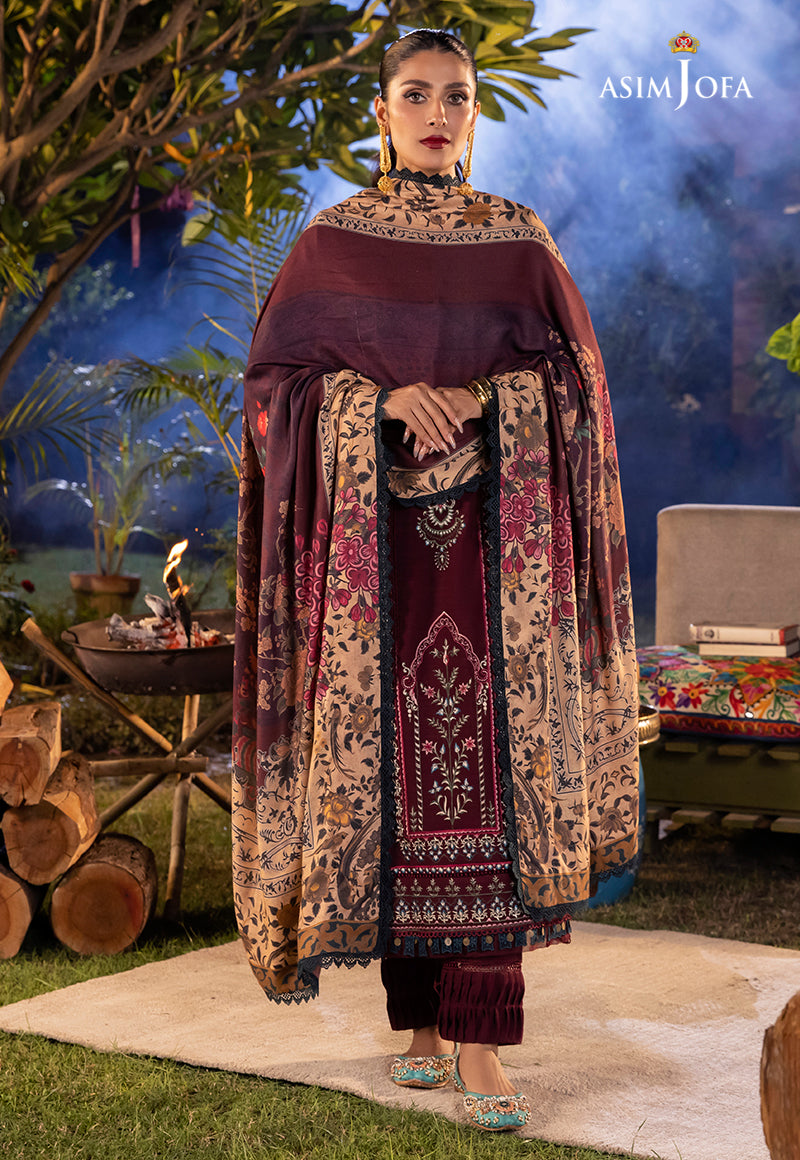 AJW-20 DESIGNERS STITCHED PRINTED LINEN SLUB 3 PCS