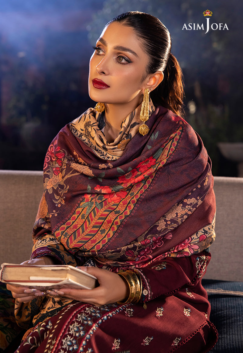 AJW-20 DESIGNERS STITCHED PRINTED LINEN SLUB 3 PCS