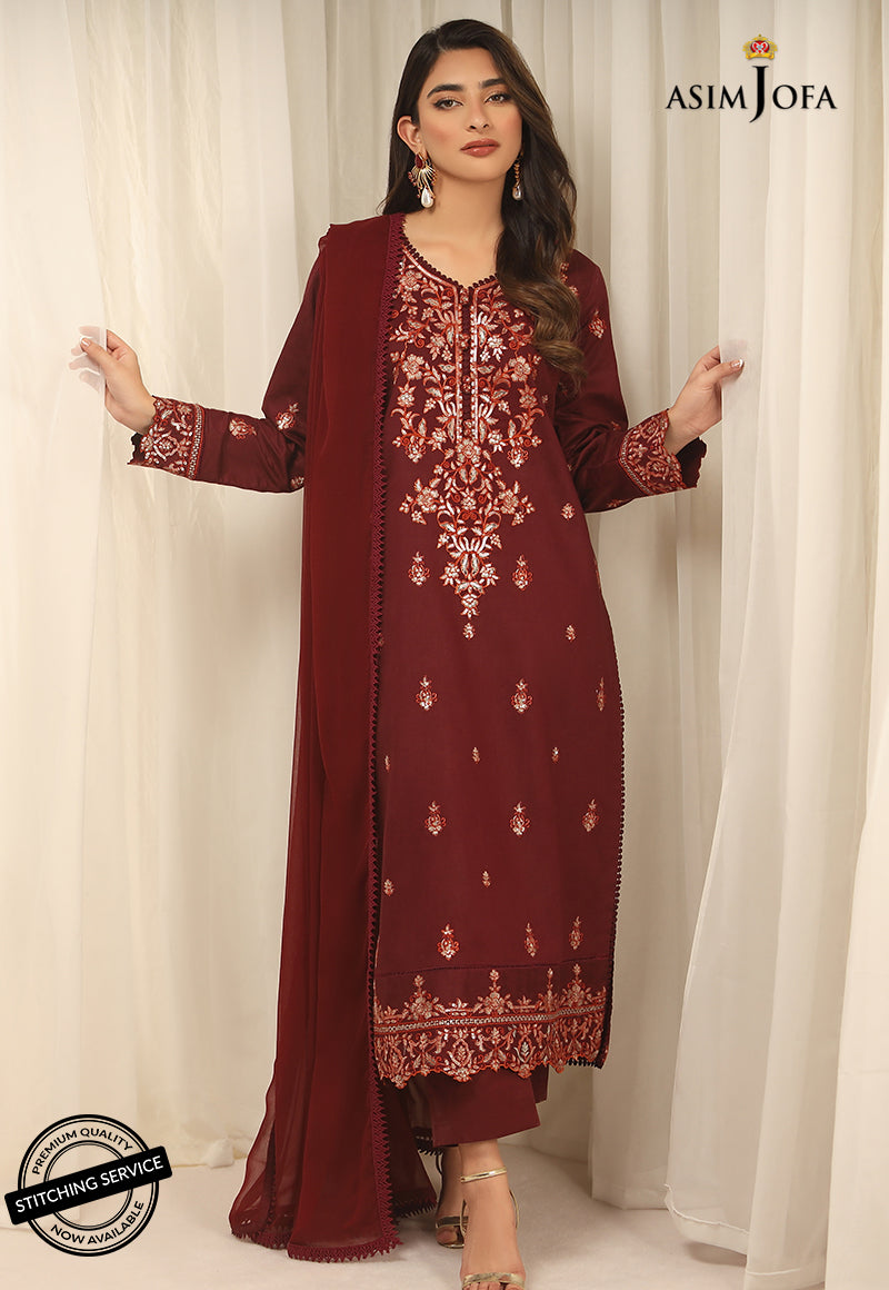 AJWED-14 EMBROIDERED SELF-JACQUARD STITCHED 3 PCS