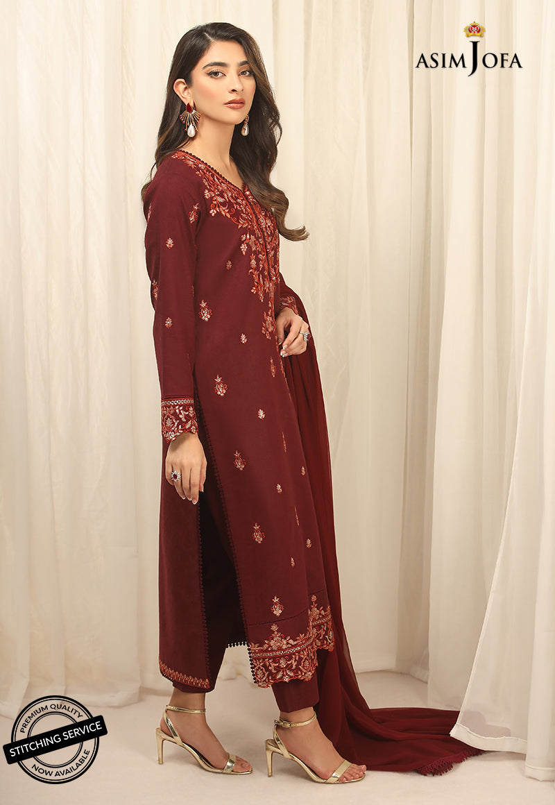 AJWED-14 EMBROIDERED SELF-JACQUARD STITCHED 3 PCS