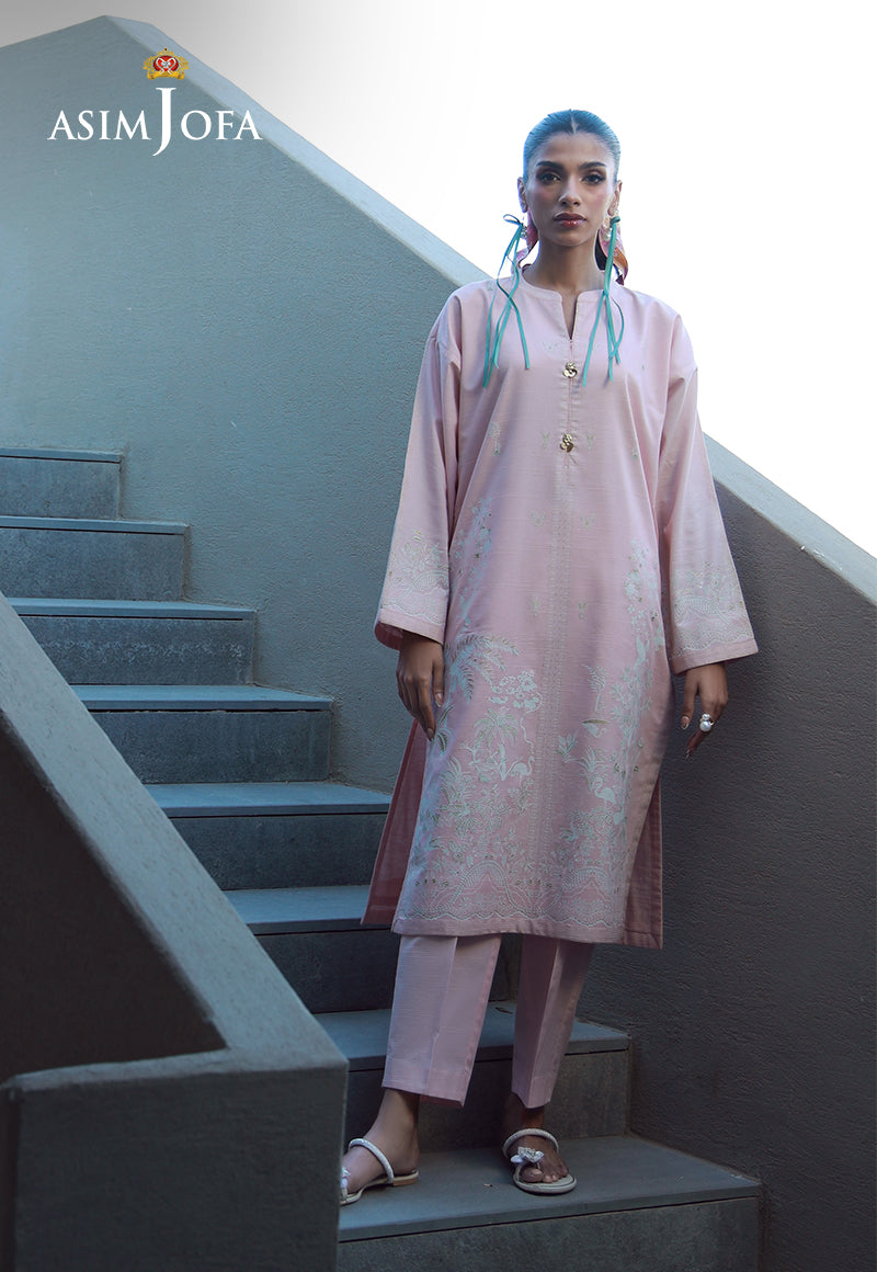 AJPB-130 EMBROIDERED RIB LAWN STITCHED 2 PCS