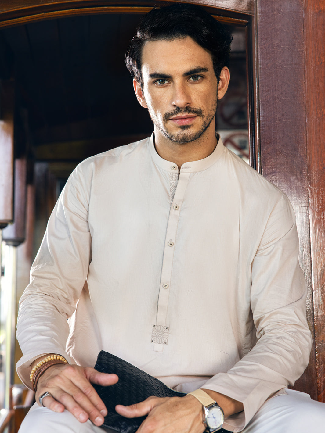 Cream Cotton Kurta - AL-K-1139A