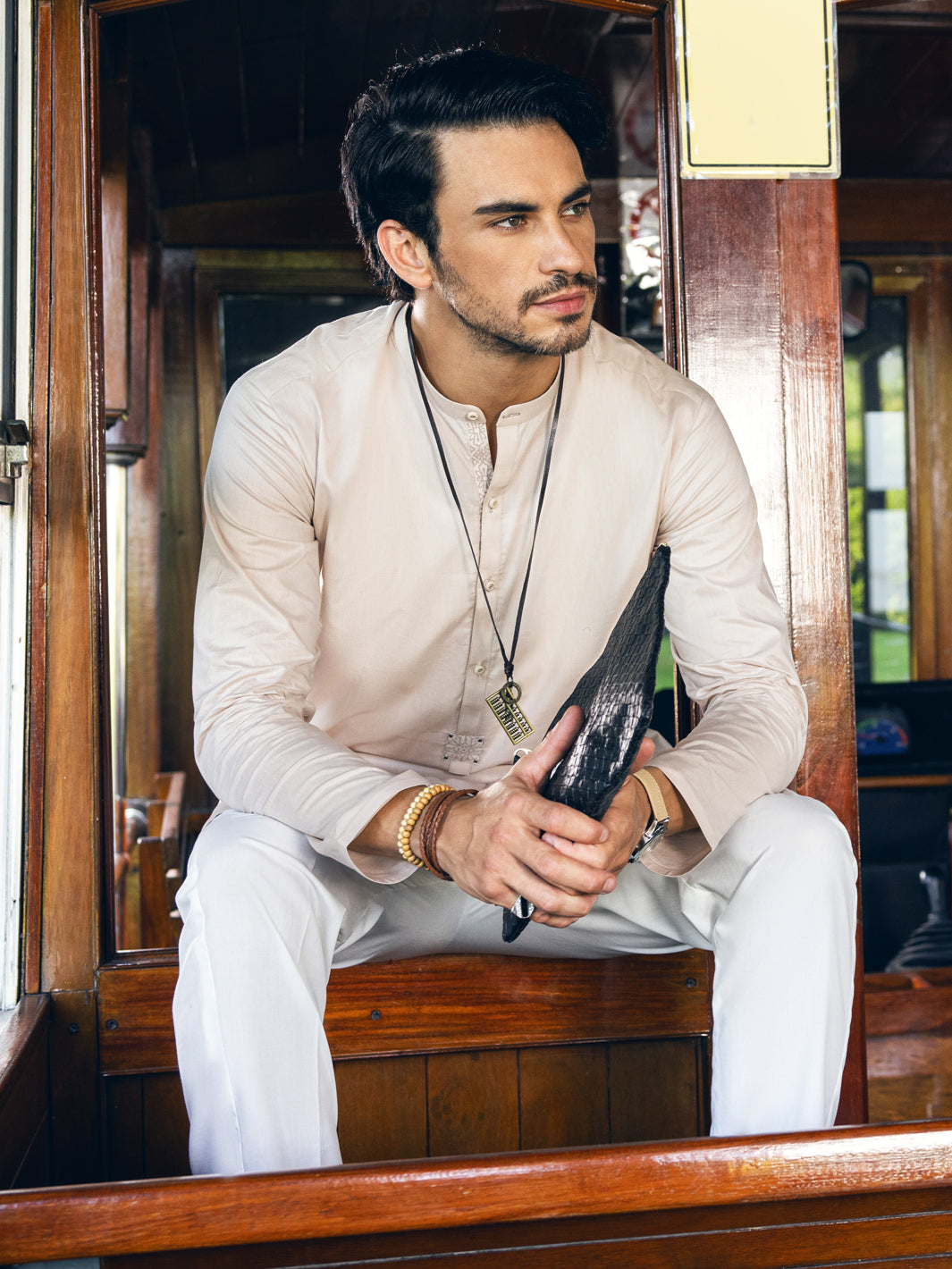 Cream Cotton Kurta - AL-K-1139A