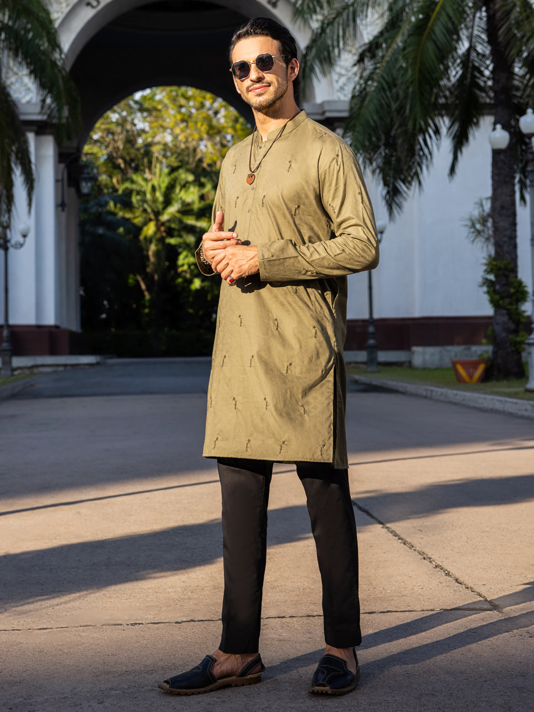 Green Cotton Kurta - AL-K-1147A