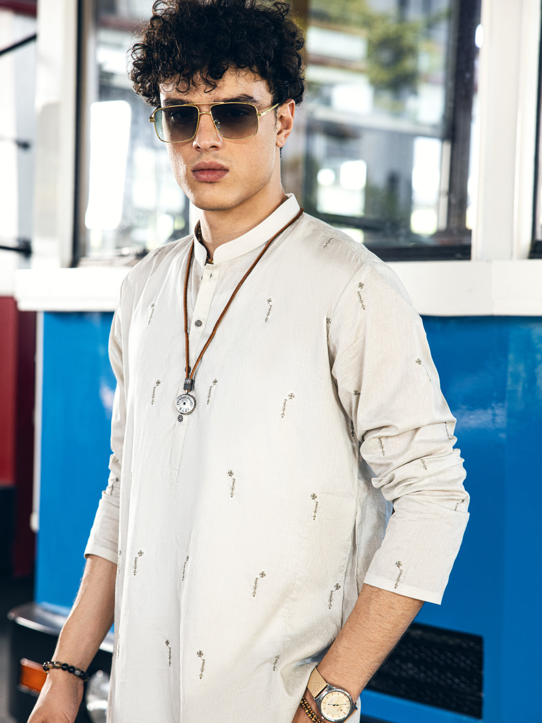 Light Grey Cotton Kurta - AL-K-1147C