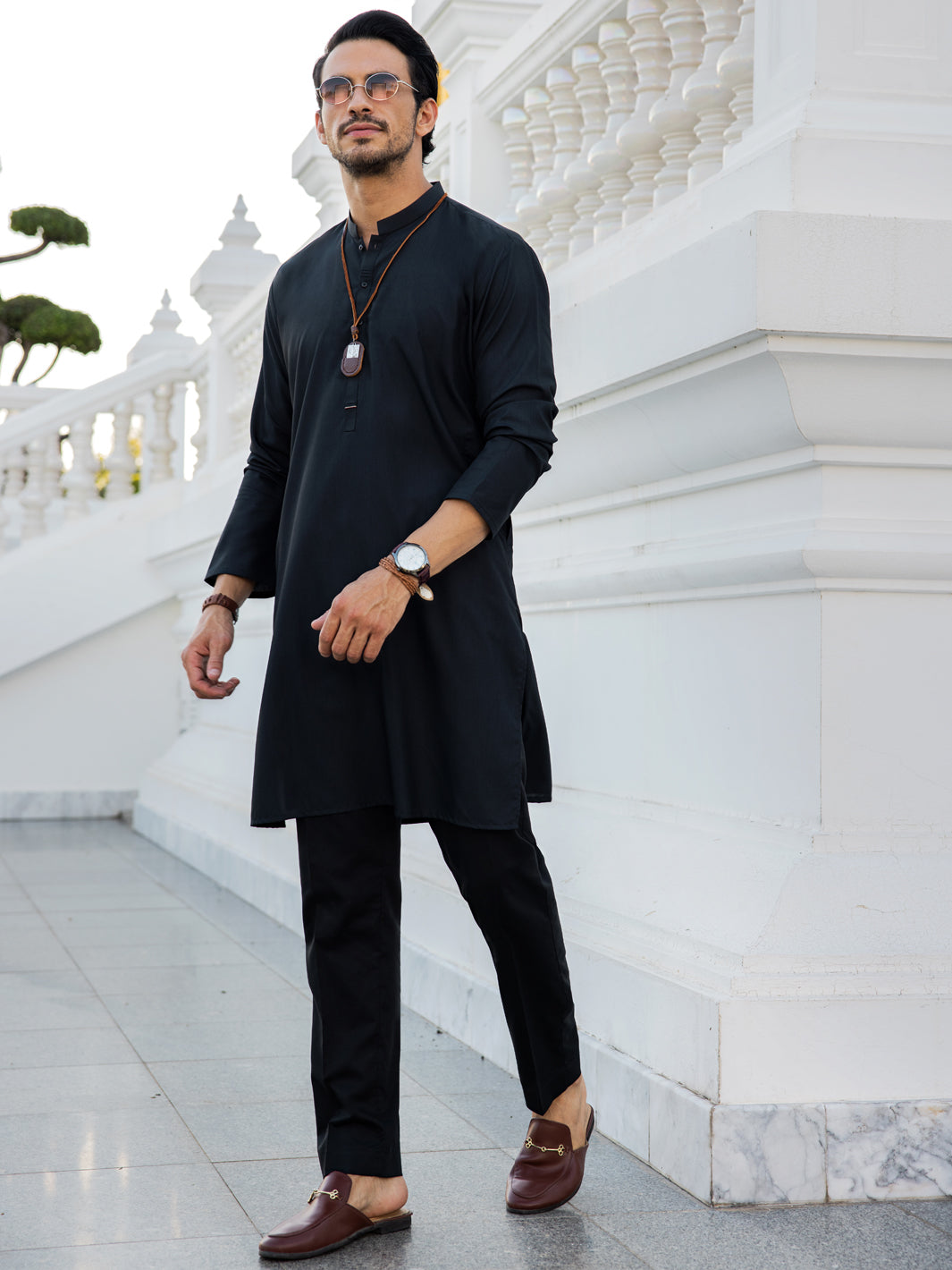 Black Blended Kurta - AL-K-1148C