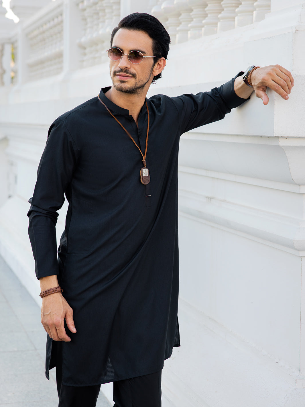 Black Blended Kurta - AL-K-1148C