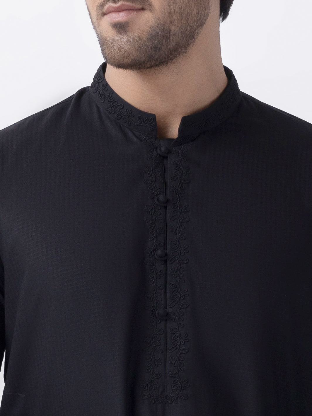 Black Blended Kurta - AL-K-1157C