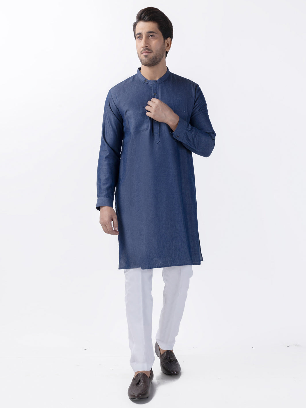 Indigo Blended Kurta - AL-K-1174