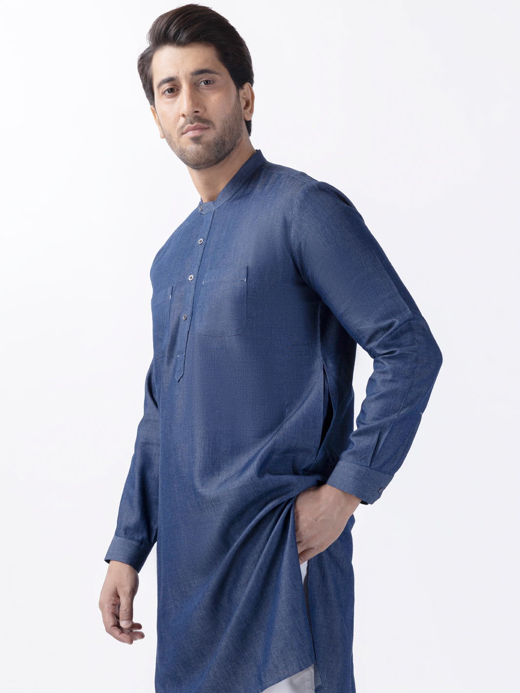 Indigo Blended Kurta - AL-K-1174