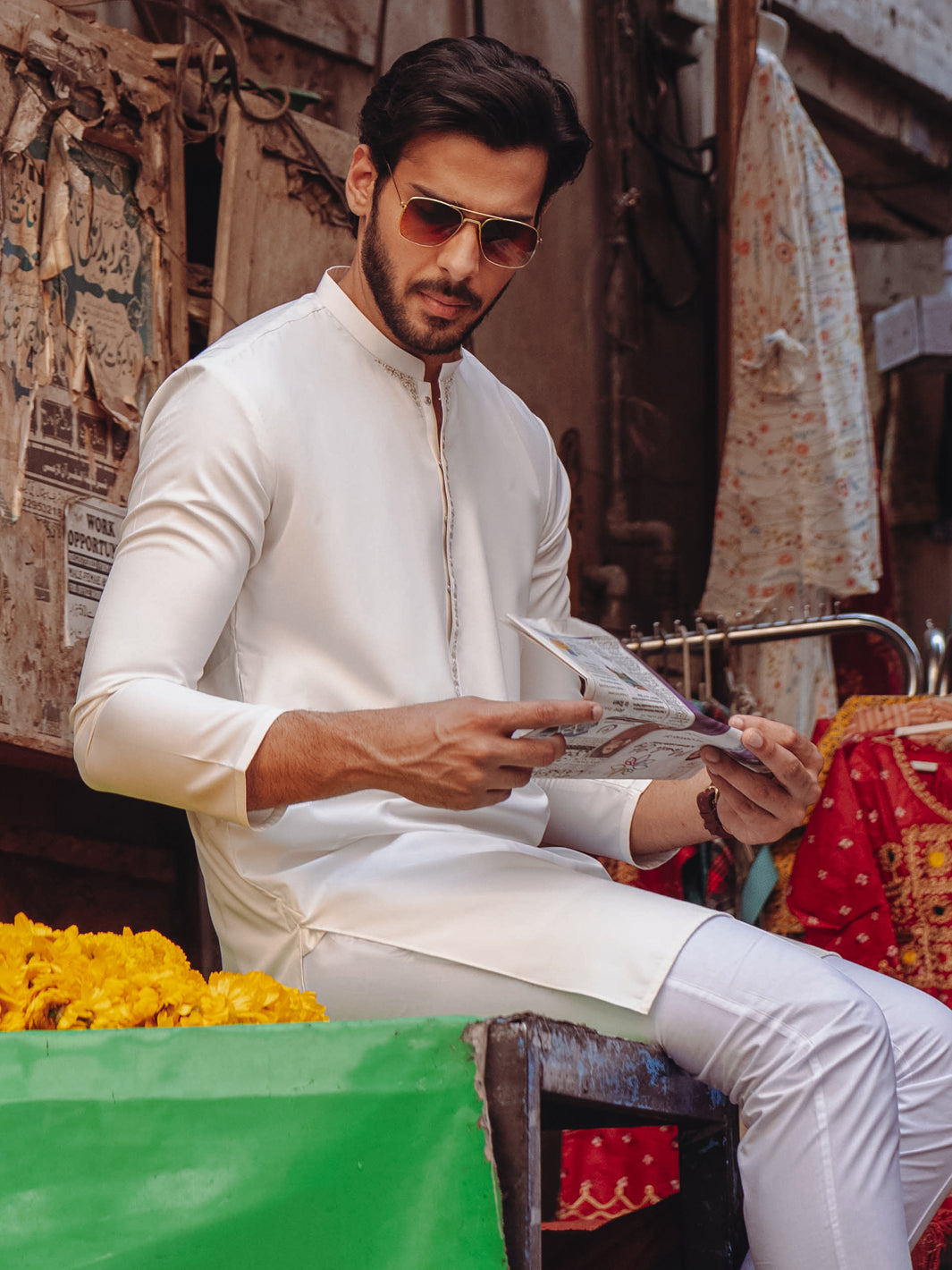 White Blended Kurta - AL-K-1254