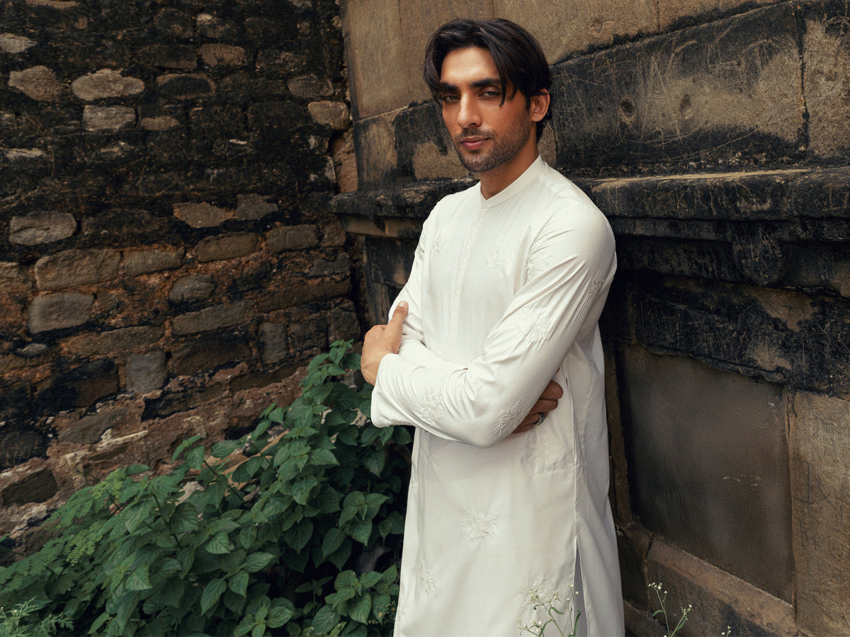 White Semi-Formal Kurta - AL-K-1275