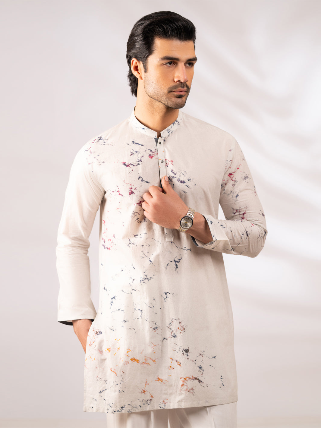 Sky Blue Cotton Kurta - AL-K-1284