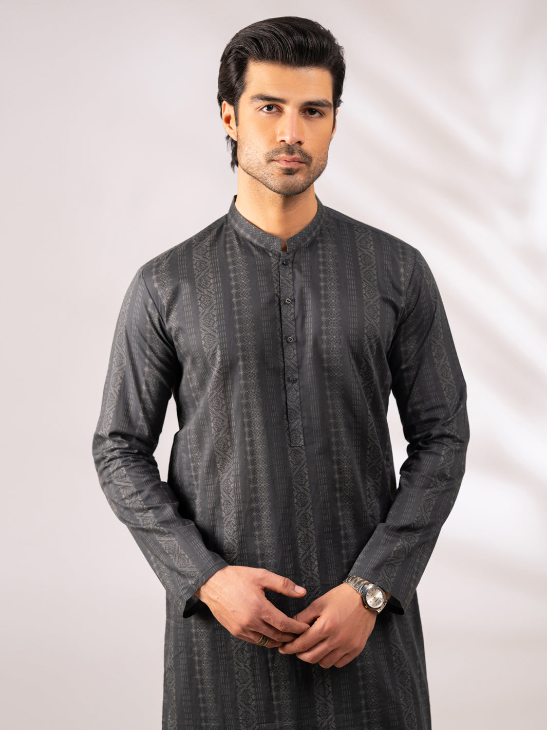Charcoal Grey Cotton Kurta - AL-K-1285