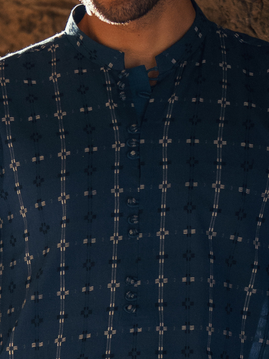 Blue Cotton Semi-Formal Kurta - AL-K-1287