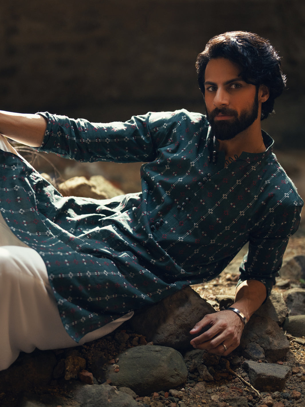Green Cotton Semi-Formal Kurta - AL-K-1288