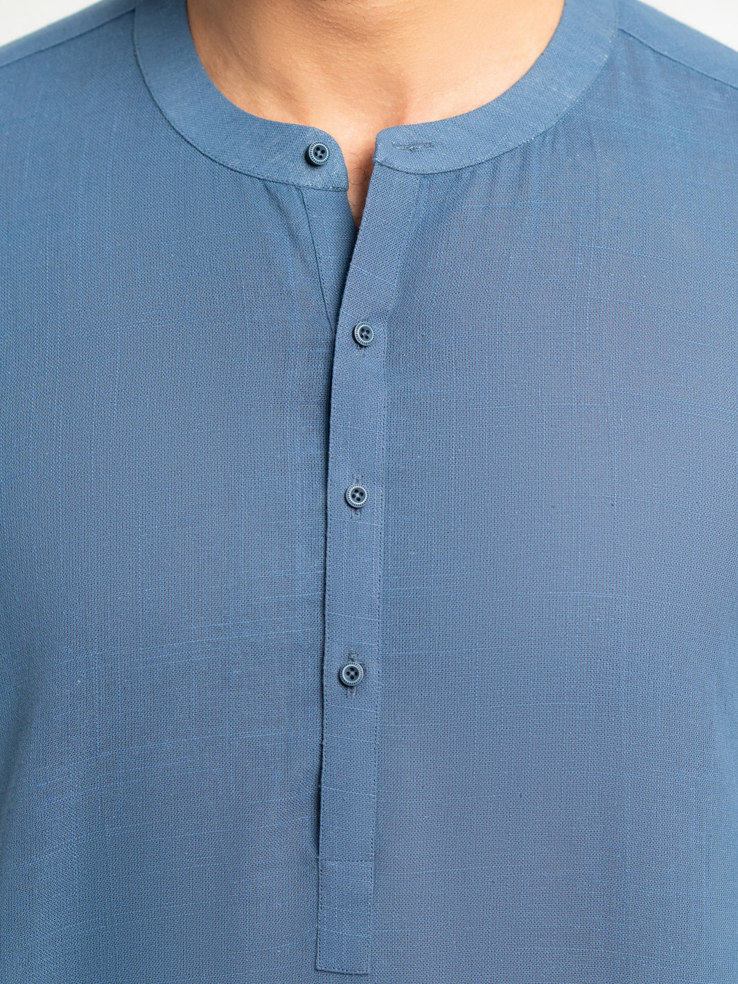 Dark Blue Cotton Semi-Formal Kurta - AL-K-1294