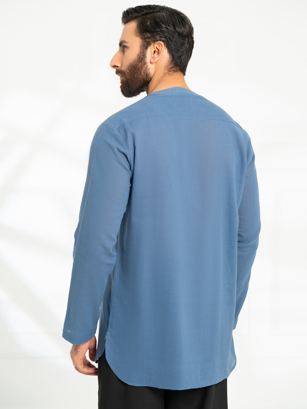 Dark Blue Cotton Semi-Formal Kurta - AL-K-1294