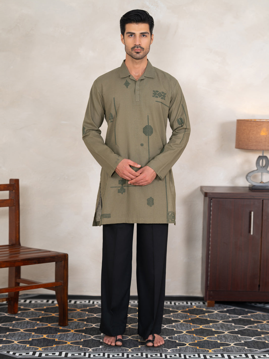 Sage Green Cotton Cut & Sew Kurta - AL-K-1333A