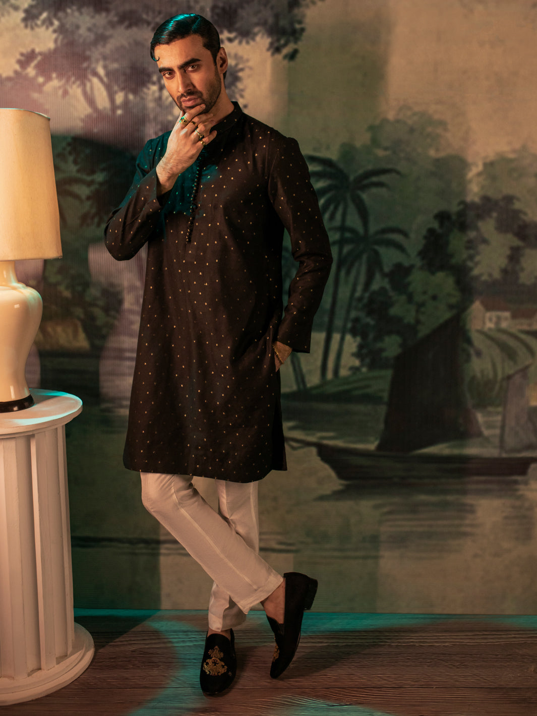 Black Blended Formal Kurta - AL-K-SP-052