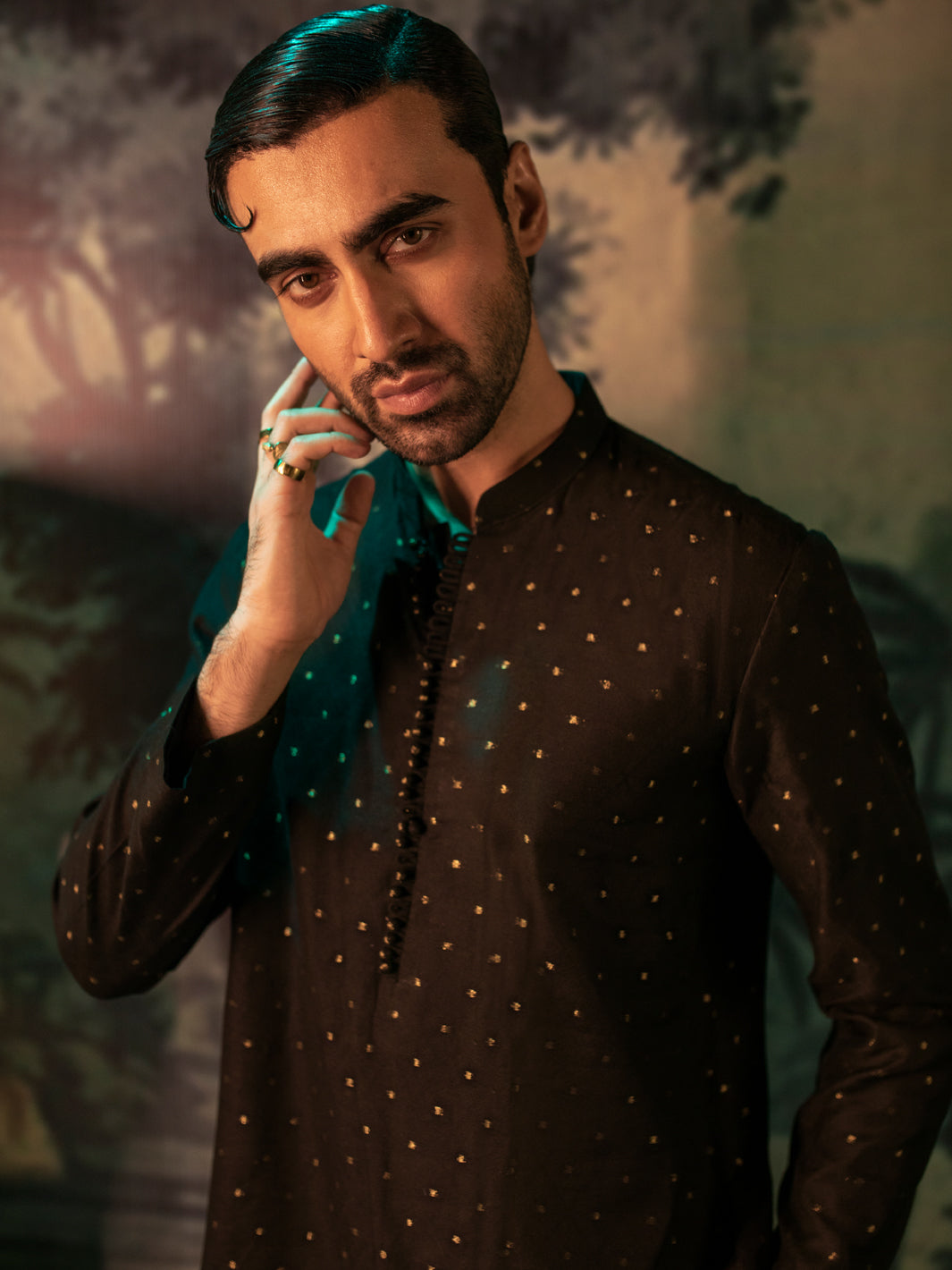 Black Blended Formal Kurta - AL-K-SP-052