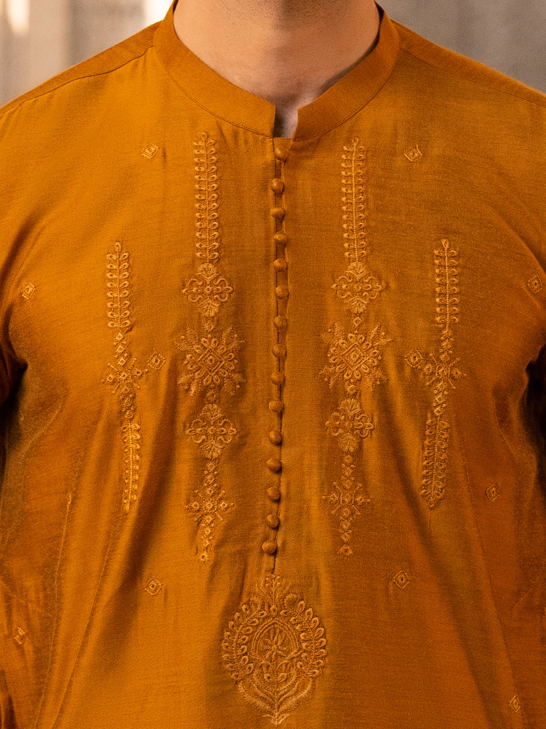 Mustard Formal Embroidered Kurta - AL-K-SP-069