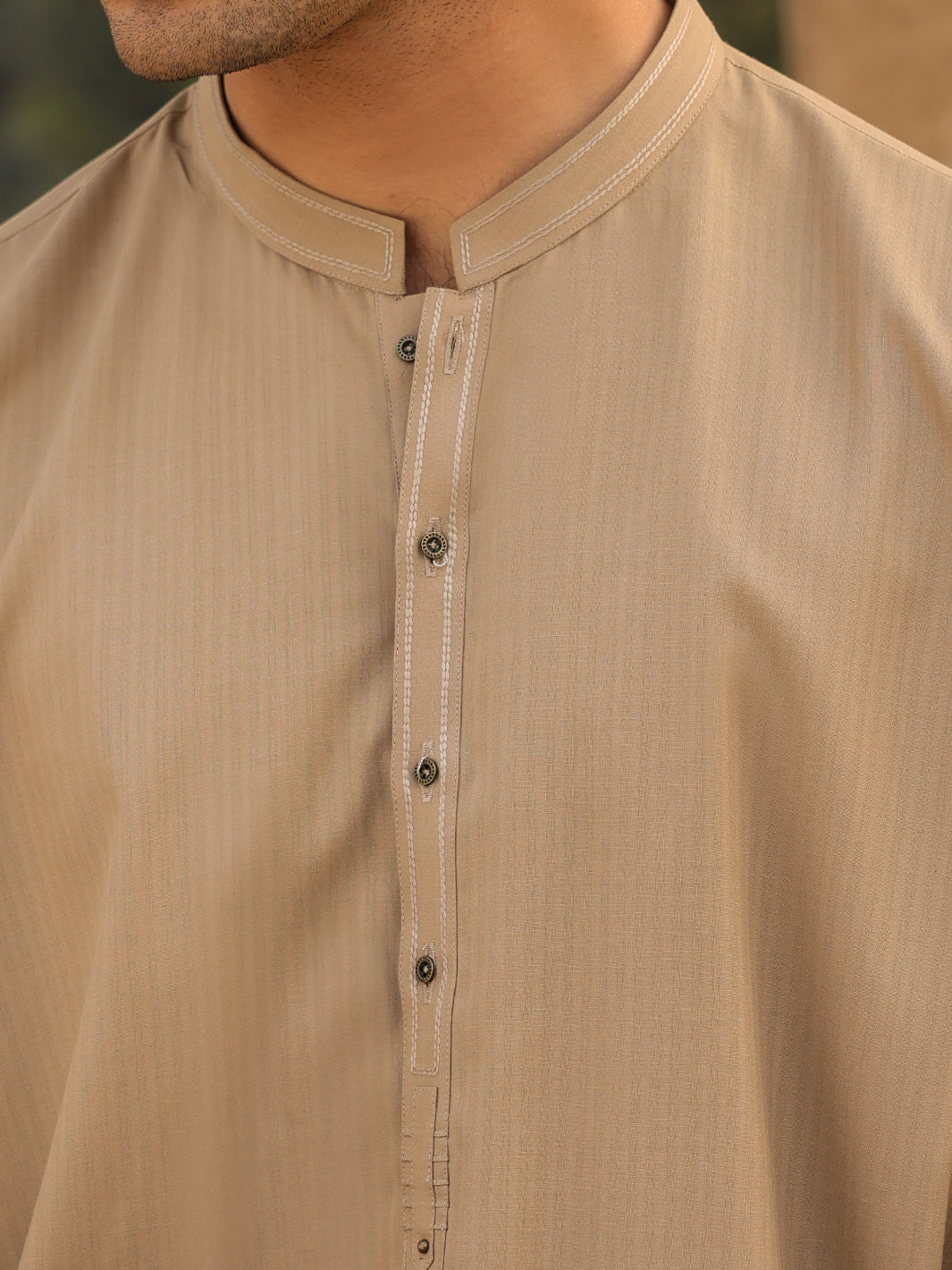 Sand Brown Cut & Sew Kameez Shalwar - AL-KS-3259