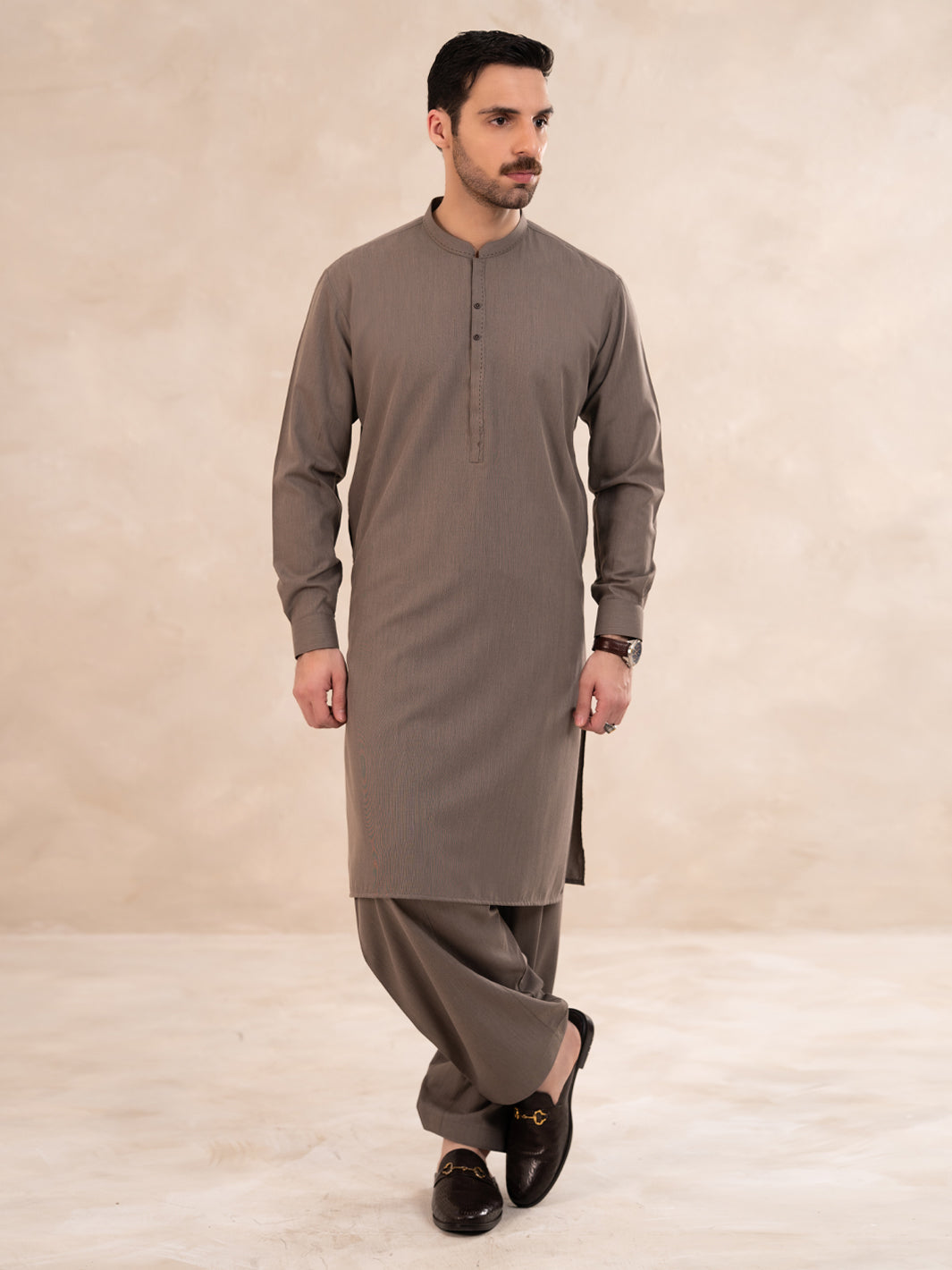 Light Brown Cut & Sew Kameez Shalwar - AL-KS-3299