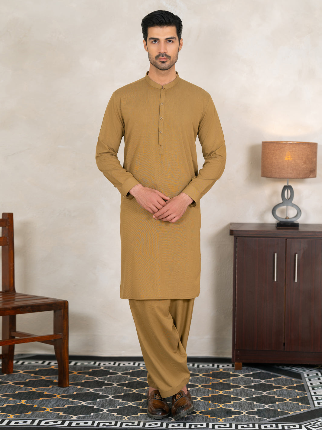 Green Cut & Sew Kameez Shalwar - AL-KS-3352