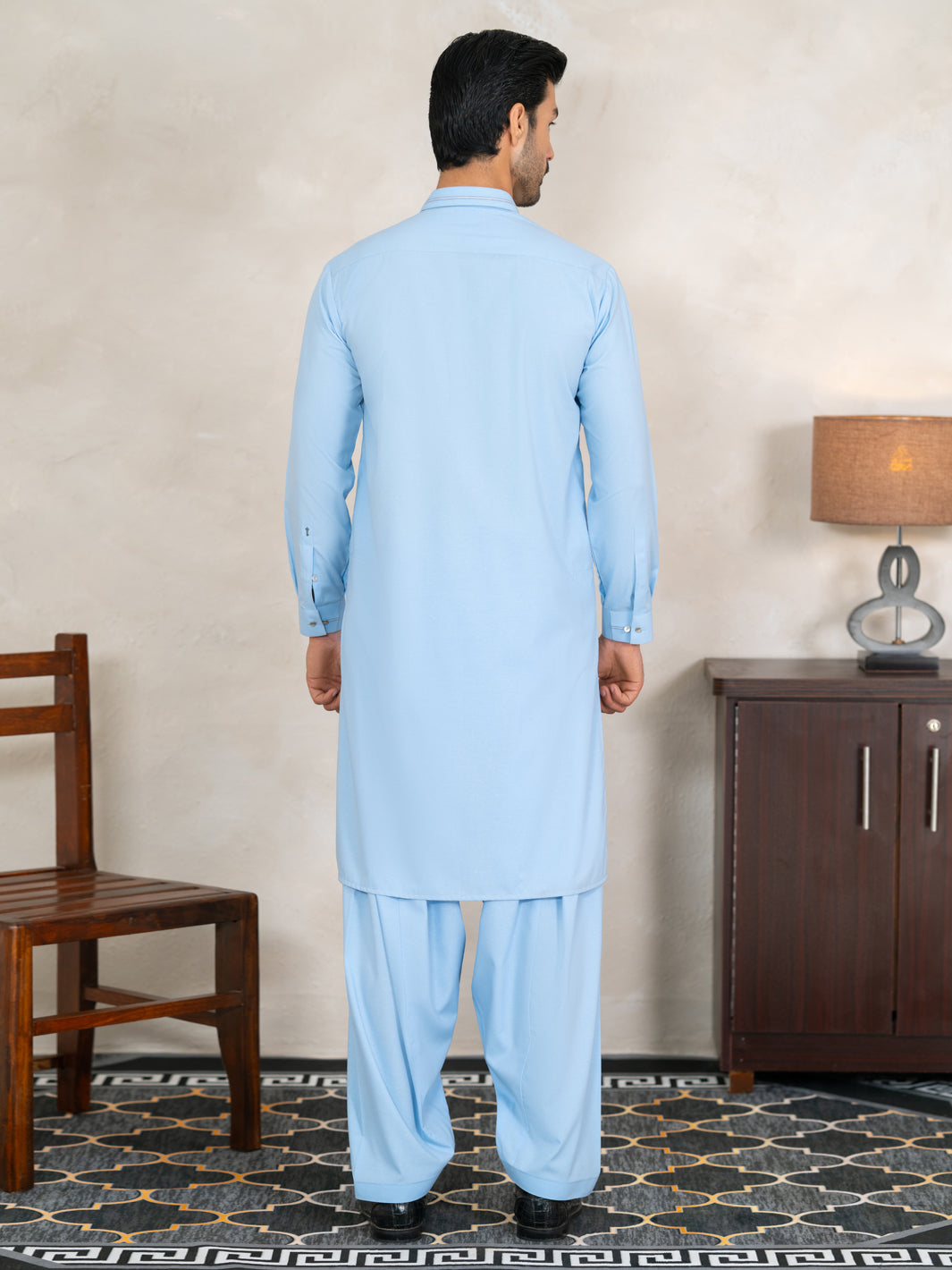 Light Blue Cuts & Sew Kameez Shalwar - AL-KS-3357