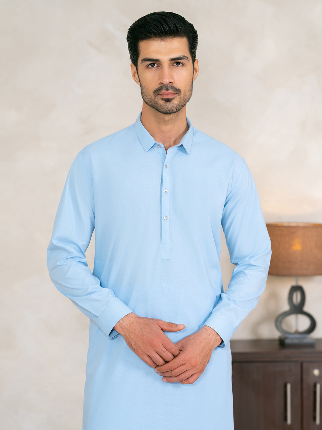 Light Blue Cuts & Sew Kameez Shalwar - AL-KS-3357
