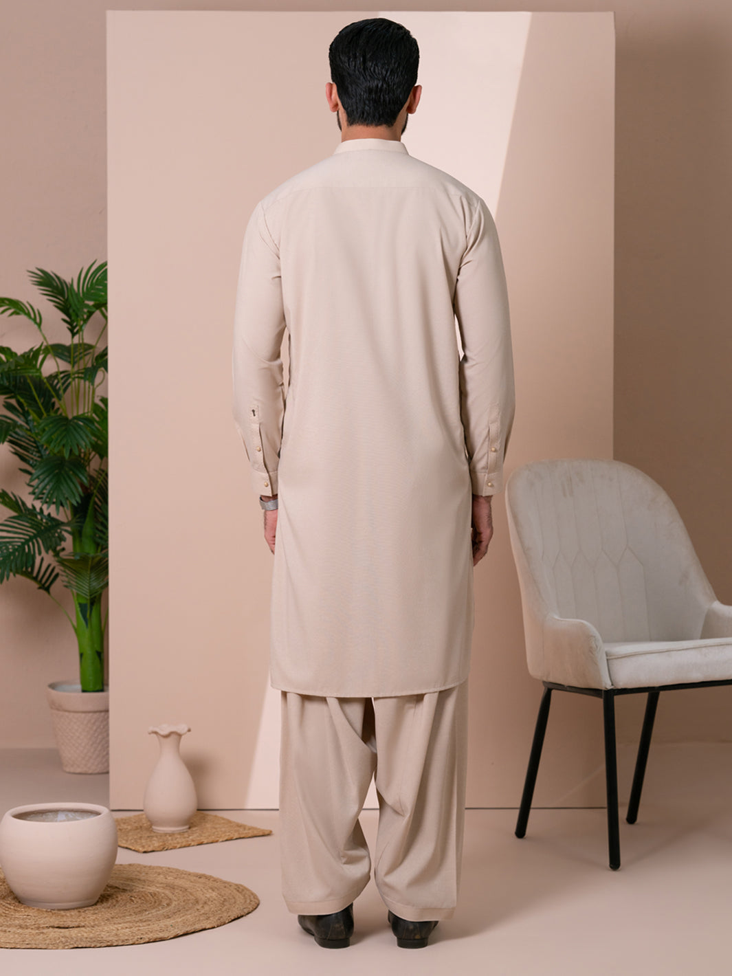 Beige Kameez Shalwar - AL-KS-3358