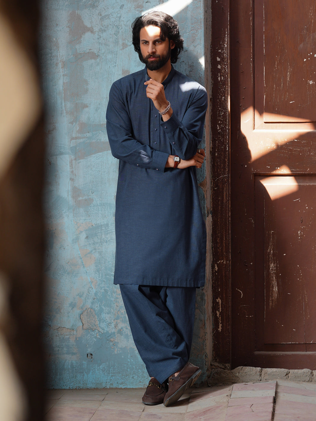 Dark Blue Cut & Sew Kameez Shalwar - AL-KS-3510