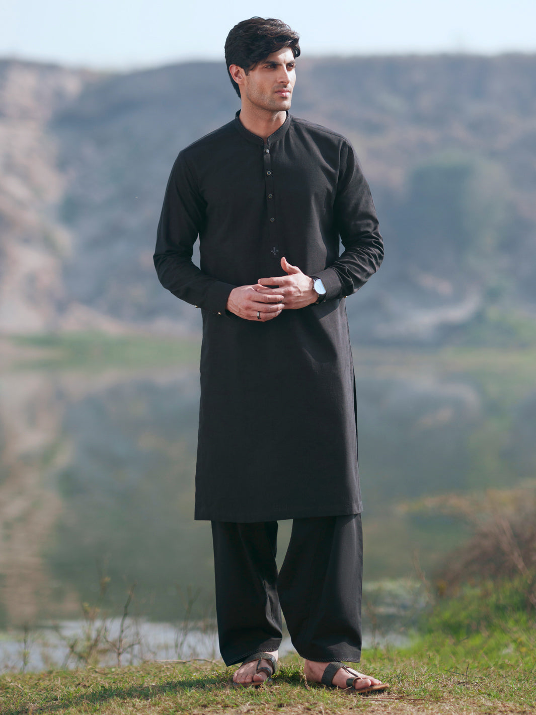 Black Cut & Sew Kameez Shalwar - AL-KS-3514