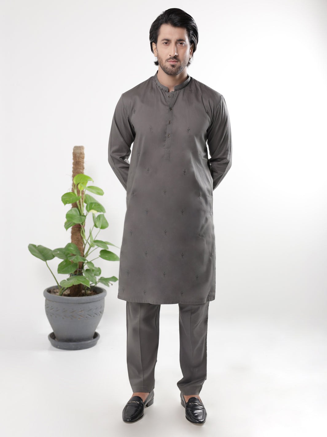 Dark Green Blended Kurta Trousers - AL-KT-3236