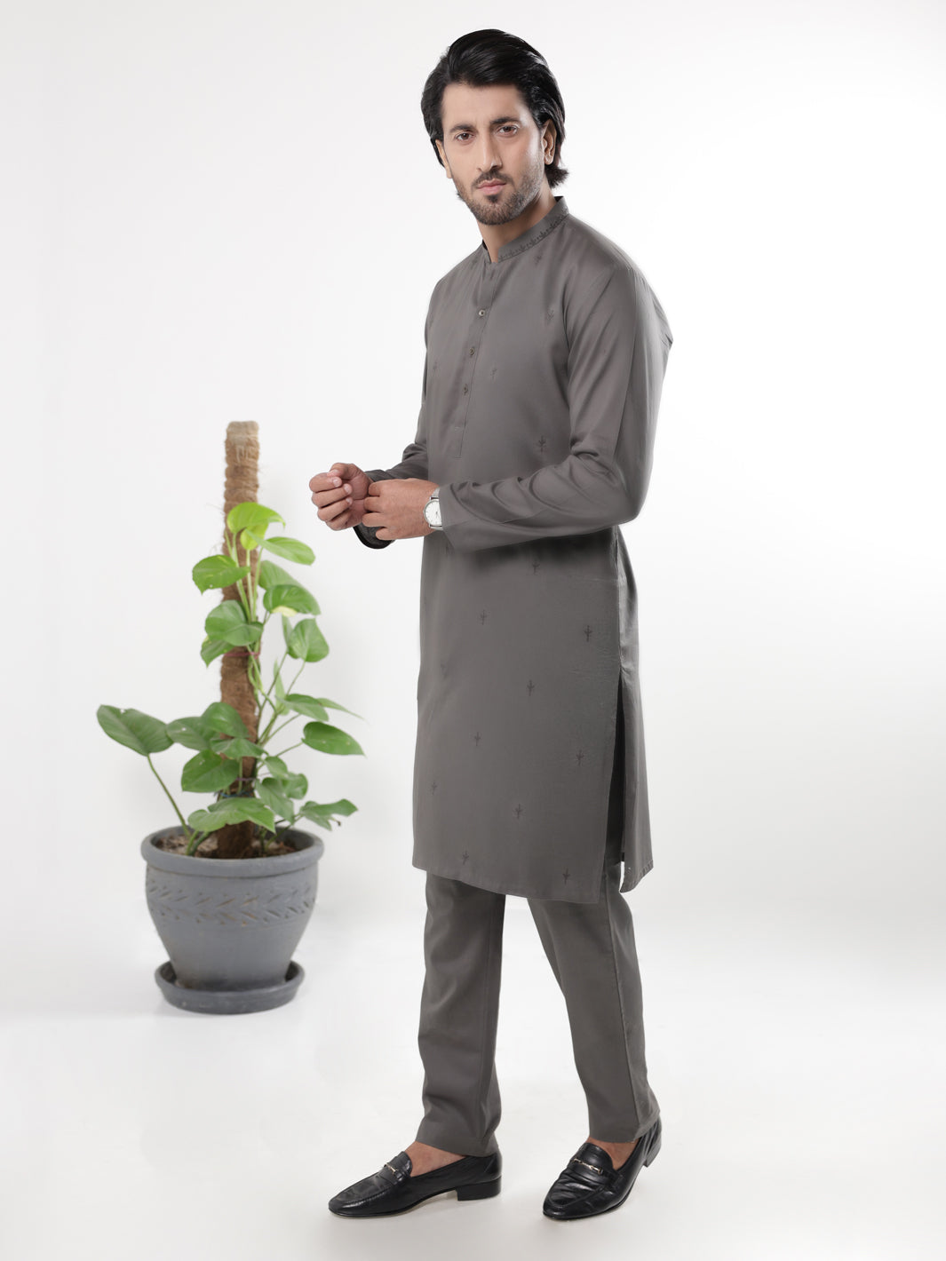 Dark Green Blended Kurta Trousers - AL-KT-3236
