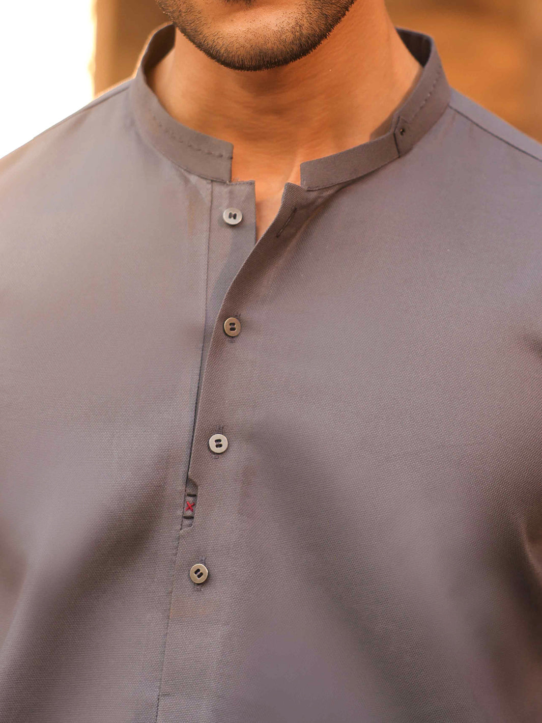 Grey Cotton Cut & Sew Kurta Trousers - AL-KT-3330