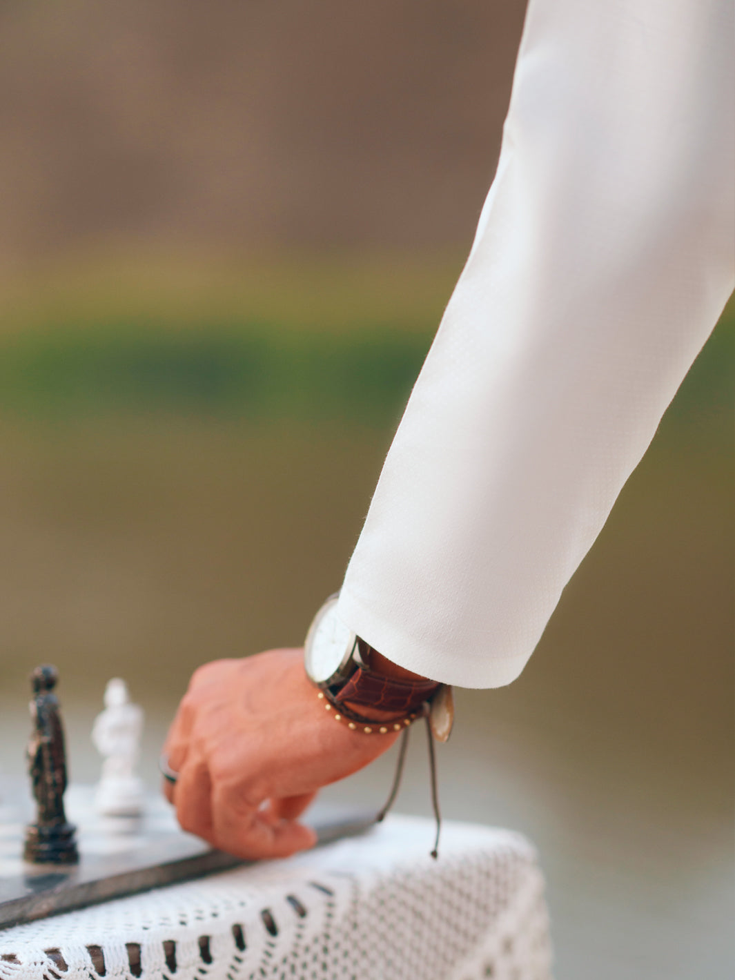 White Semi-Formal Kurta Trousers - AL-KT-3401A
