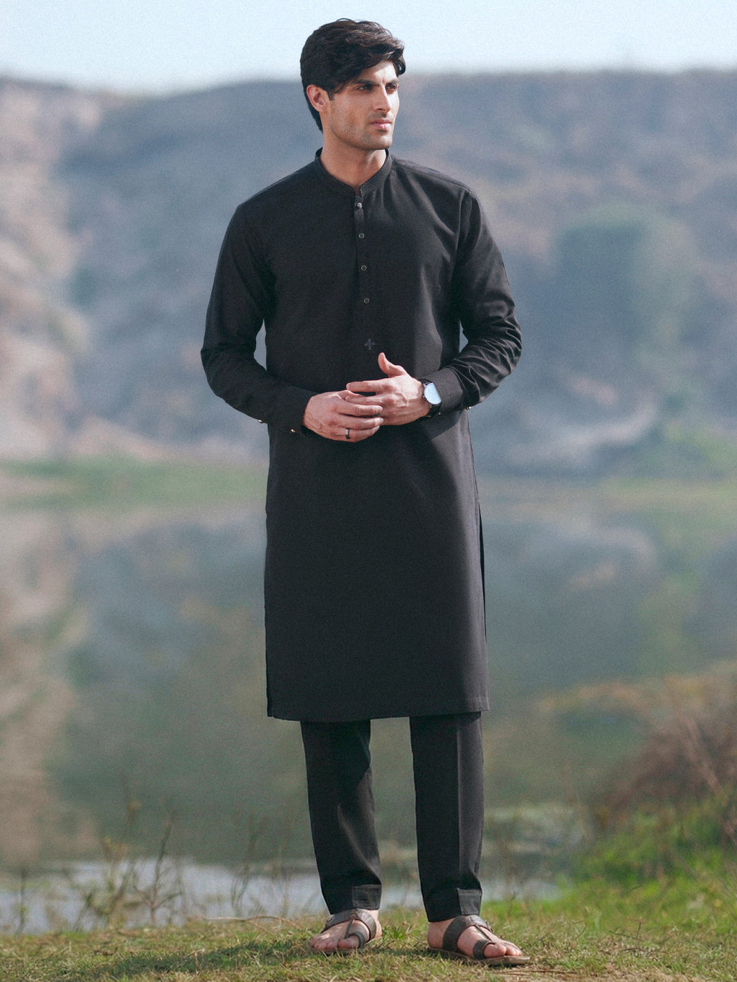 Black Cut & Sew Kurta Trousers - AL-KT-3514