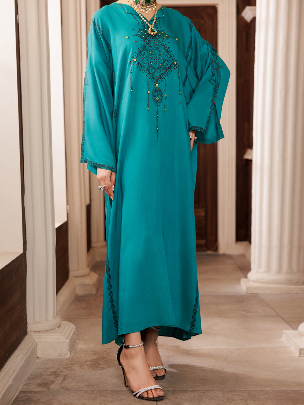 Turquoise Maple Silk Tunic - AL-LK-1007