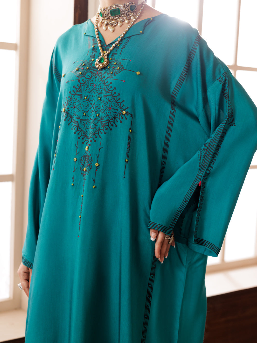 Turquoise Maple Silk Tunic - AL-LK-1007