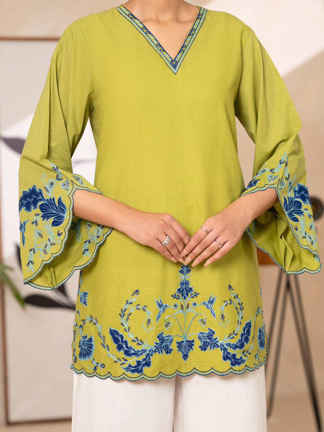 Parrot Green Cotton Lawn Kurti - AL-LK-1179
