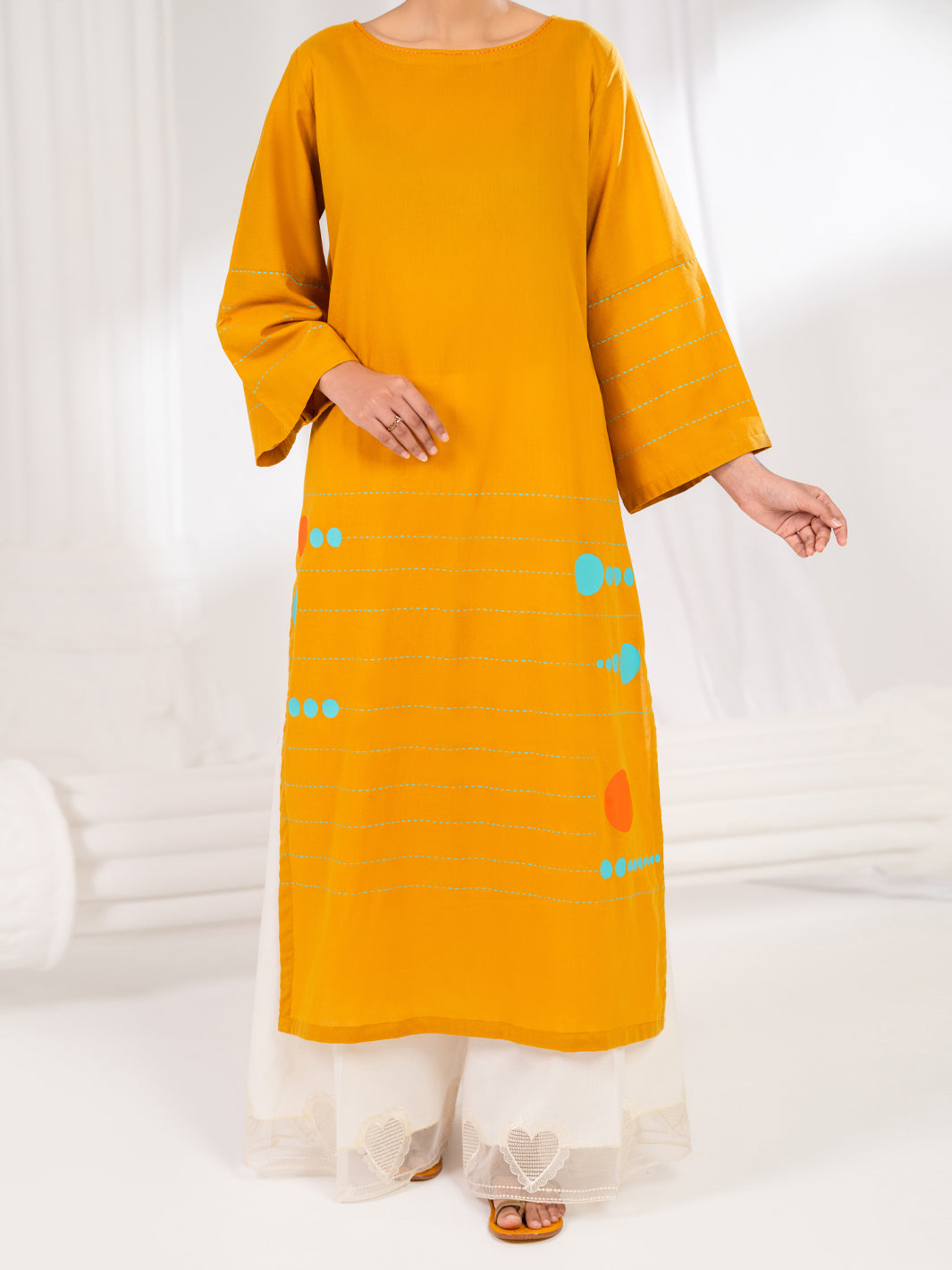 Mustard Lawn Kurti - AL-LK-1185
