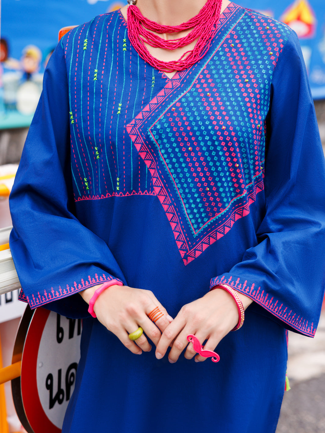 Blue Dyed Lawn Tunic - AL-LK-954