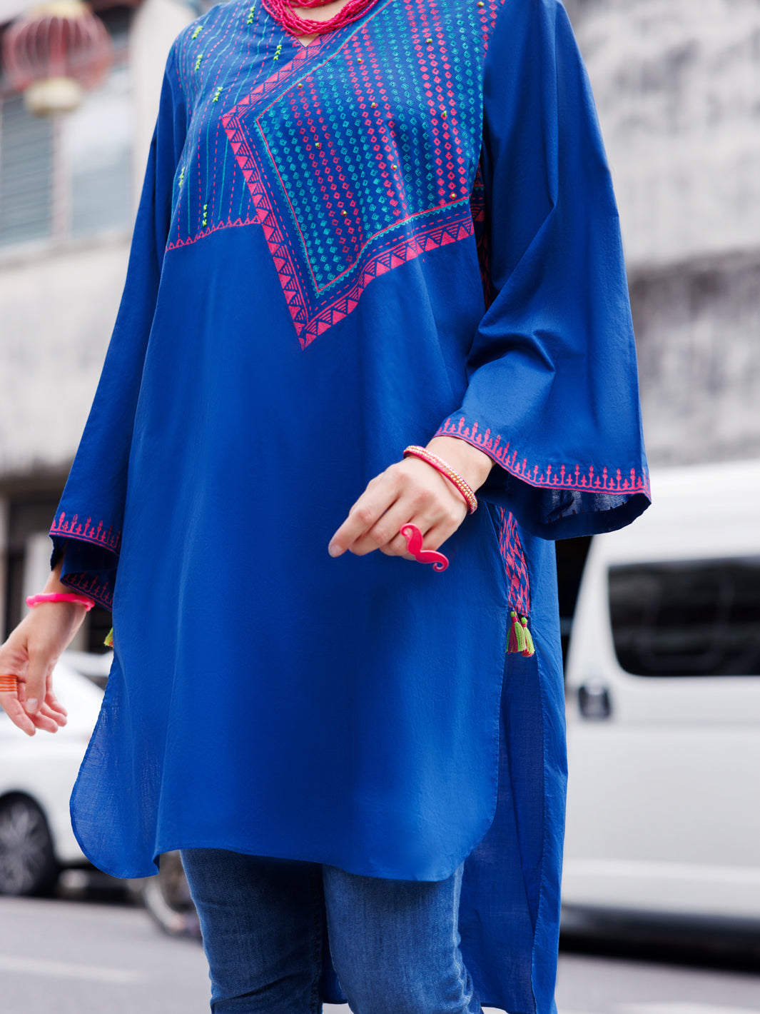 Blue Dyed Lawn Tunic - AL-LK-954