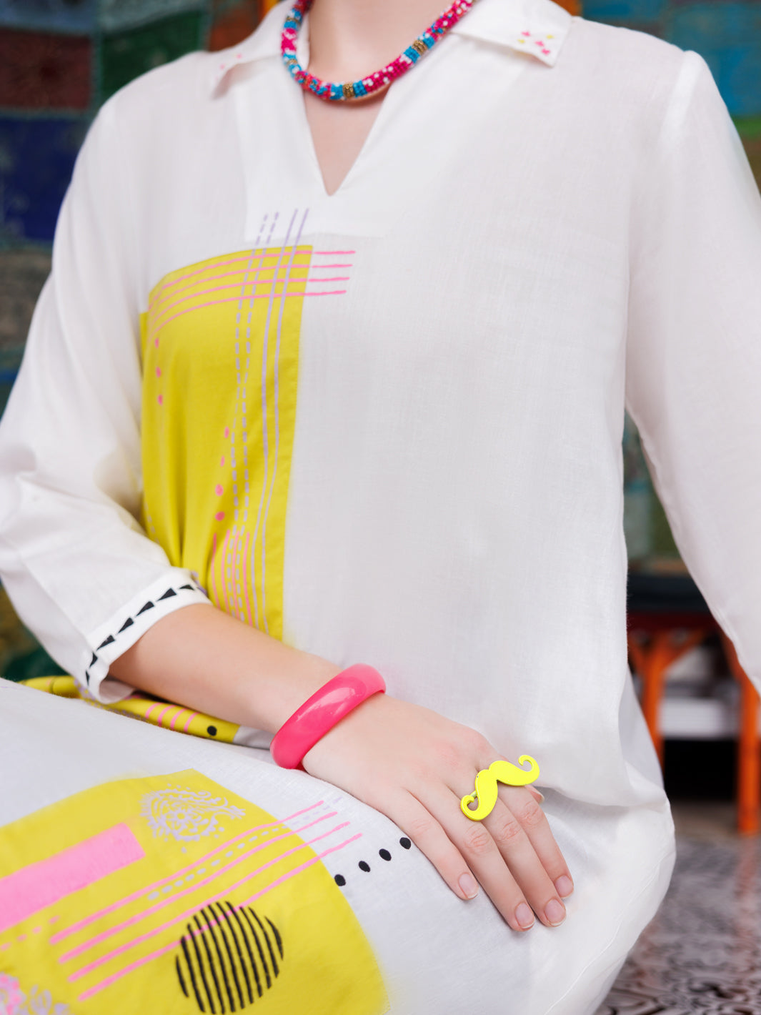 White Dyed Lawn Tunic - AL-LK-955