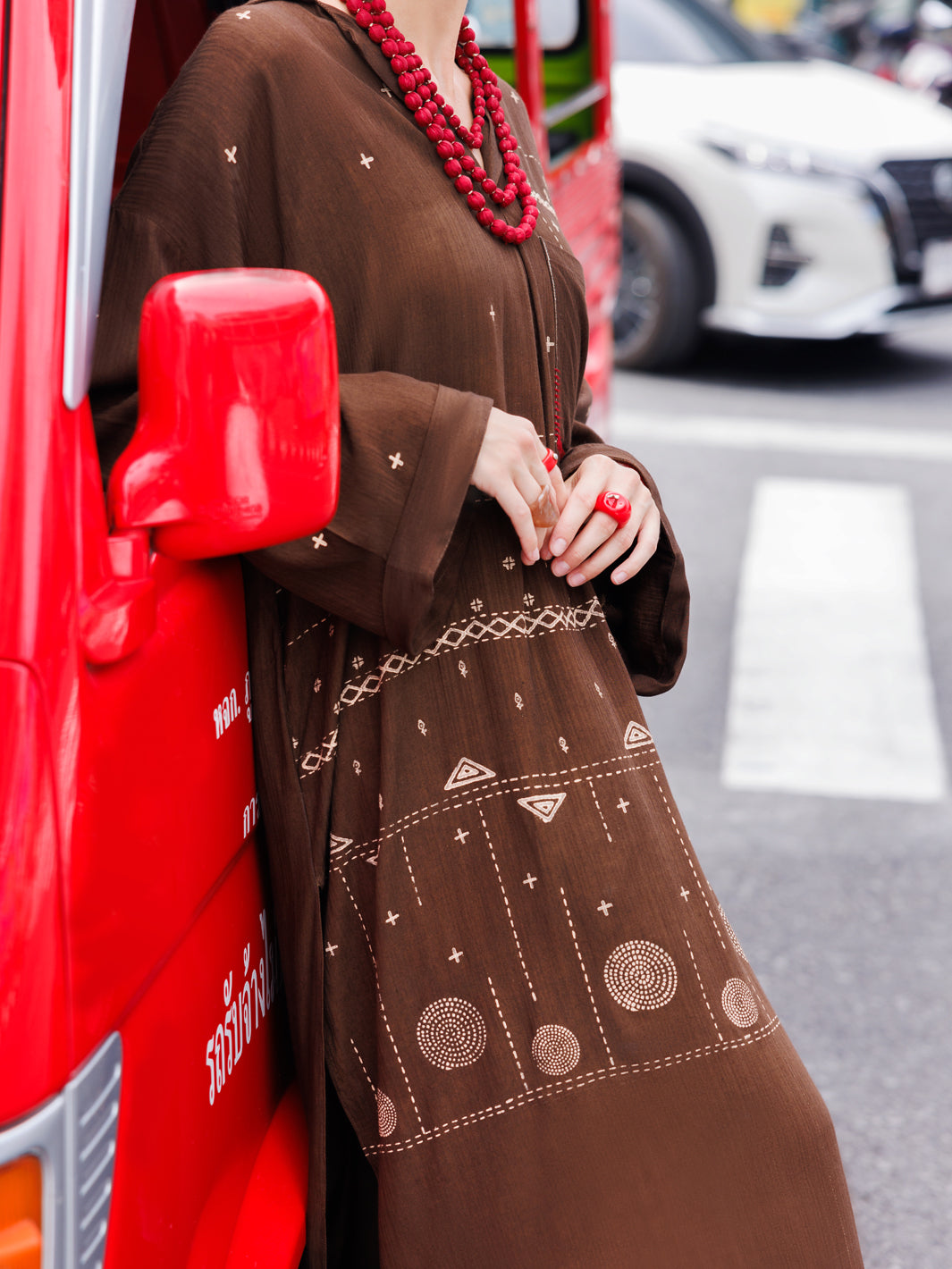 Dark Brown Dobby Cotton Tunic - AL-LK-957