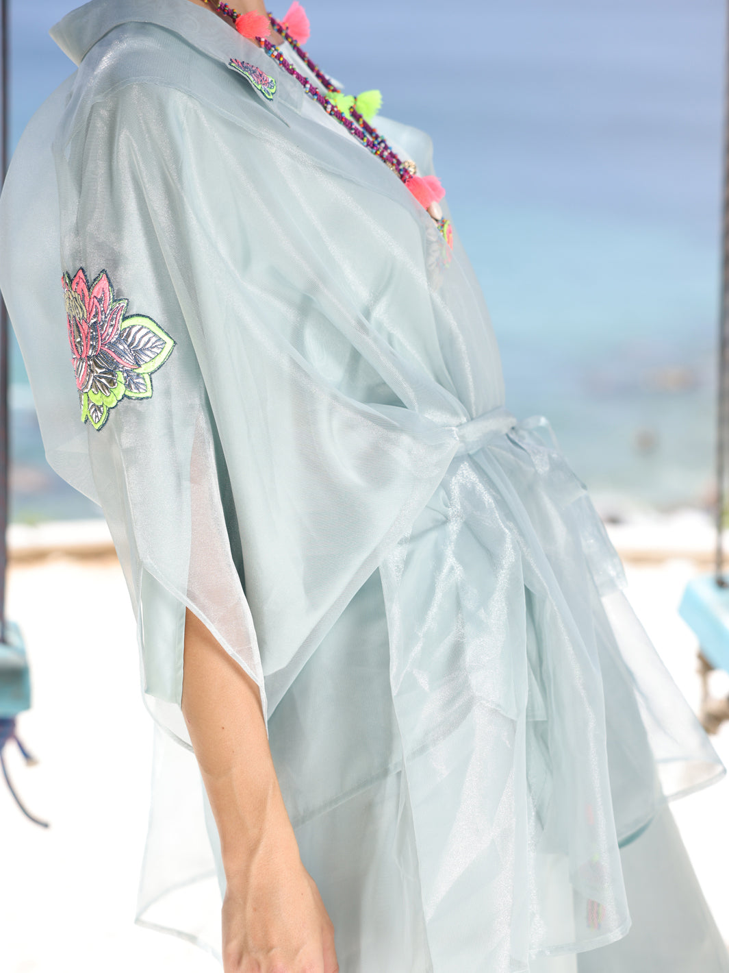 Ice Blue Shimmer Net Tunic - AL-LK-965
