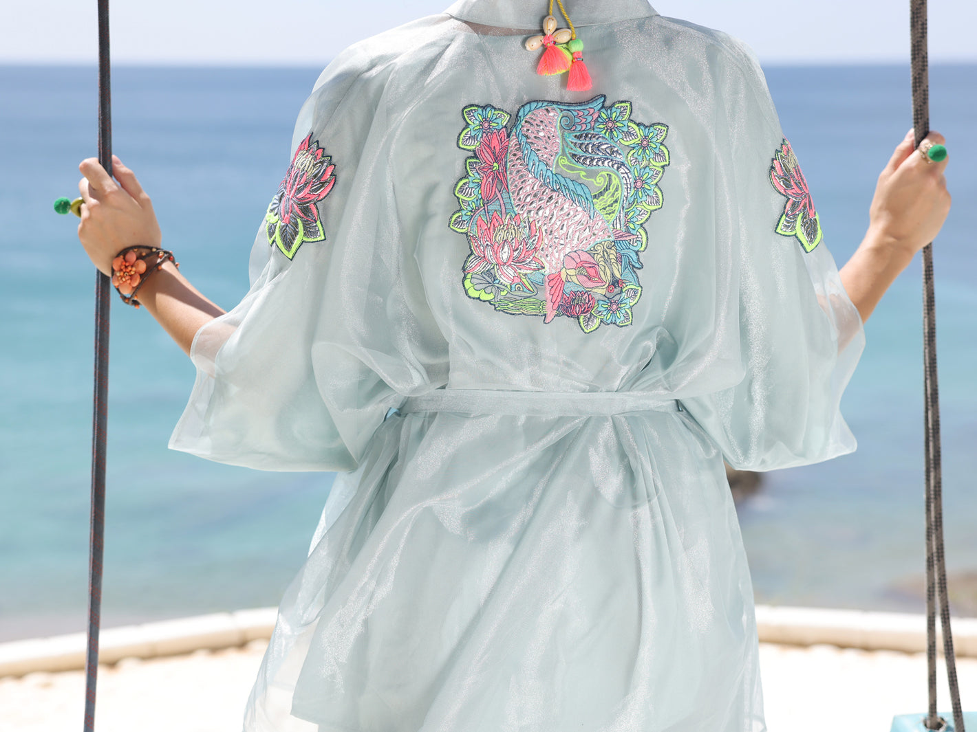 Ice Blue Shimmer Net Tunic - AL-LK-965